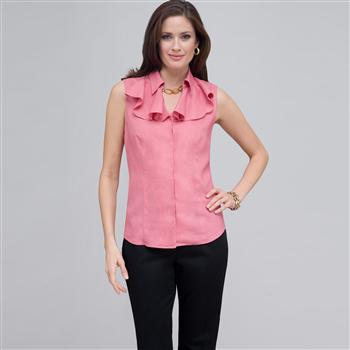 Ruffle Sleeveless Blouse. x0053, Dark Pink Gem, large