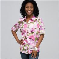 Roll Sleeve Floral Shirt x0022, Multi, medium