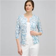 3/4 Sleeve Button Front Crew Neck Cardigan. x0066, Multi, medium