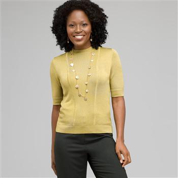 Elbow Sleeve Ribbed Sweater x0014, Fennel, large