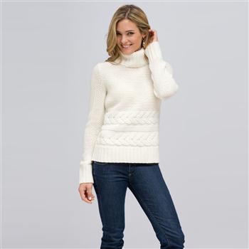 Wool Blend Turtle Neck Sweater, Sugar, large