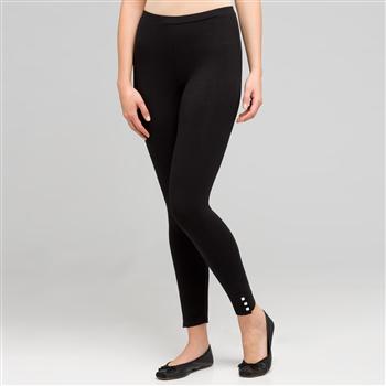 Capri Leggings with Snap Button Detail x0089, Black, large