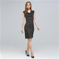 Drape Neck Dress. x0026, Black Multi, medium