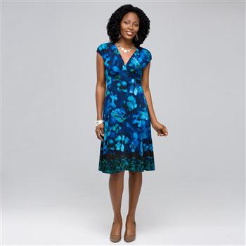 Floral Jersey Dress (Petite) x0031, Ink Multi, large