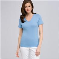 Short Sleeve V-Neck Tee x0076, clear sky, medium