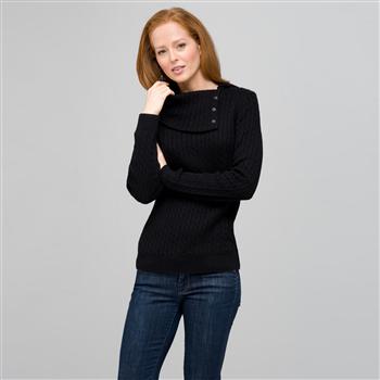 Long Sleeve Button Out Turtle Neck x0051, Black, large