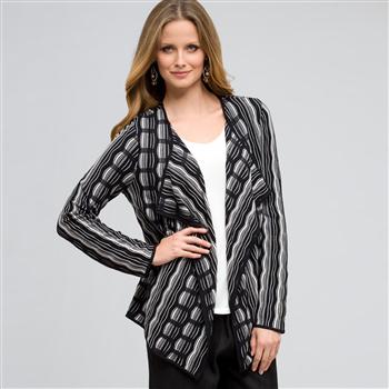Open Front Texture Cardigan x0035, Black & Sugar, large