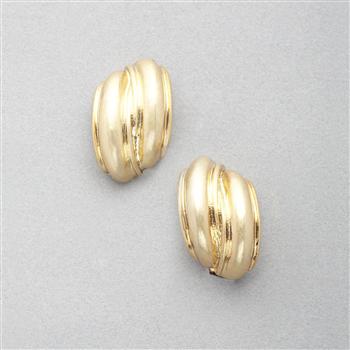 Worn Gold Curved Earring x0051, Gold, large