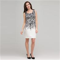 Floral Black and White Dress. x0051, White & Black, medium