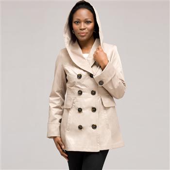 Hooded Trench Coat x0087, Flax, large