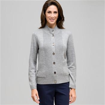 Long Sleeve Button Down Cardigan x0015, Granite Heather, large