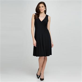 V-Neck Dress x0073, Black, large