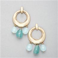 Turquoise and Gold Hoop Earring x0036, Gold, medium
