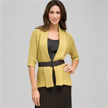 Novelty Stitch Belted Cardigan x0062, Fennel, large