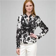 Floral Print Blouse x0012, Black & White, medium