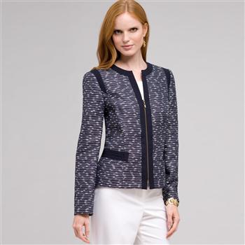 Textured Zip Front Jacket x0071, Ink Multi, large