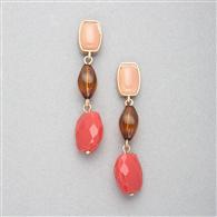 Pink Quartz Dangle Earring x0075, Gold, medium