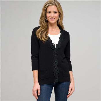 Lace Trimmed Cardigan x0052, , large