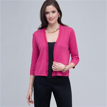 Woven Trimmed Cardigan. x0053, , large