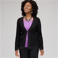 Long Sleeve Texture Stitch Cardigan x0015, Black, medium
