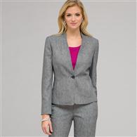One Button Flat Front Jacket x0063, Ink & White, medium