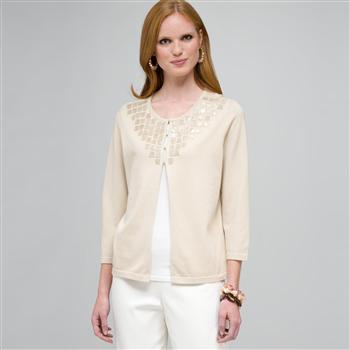 Beaded Cardigan x0038, Dark Stone, large
