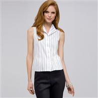 No-Iron Easy Care Double Strip Sleeveless Blouse x0017, White Multi, medium