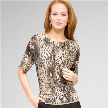 Animal print Boat Neck Sweater x0089, Multi, large