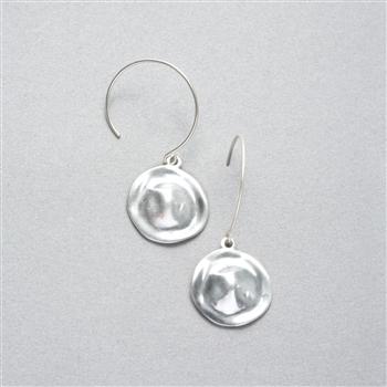 Hammered Silver Earings x0011, Worn Silver, large
