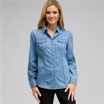 Long Sleeve Denim Button Down x0097, Oasis Wash, large