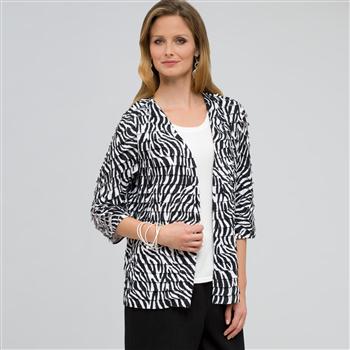 Open Front Ruffle Cardigan x0028, Black & White, large