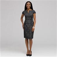 Dart Dress With Velvet Trim x0035, Black & White, medium