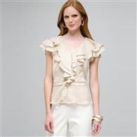 Polka Dot Ruffle Front Button Down Shirt x0028, Dark Stone & White, medium